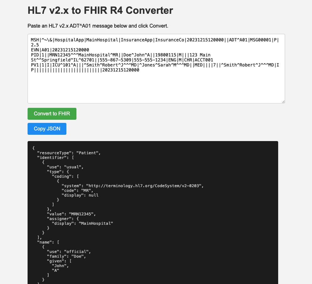 HL7 Converter